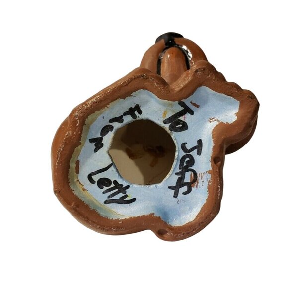 Vintage Handcrafted Ceramic Dog Figurine Brown With Blue Eyes - Picture 5 of 5